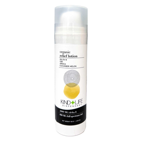 Kind+Life - Delta-8 / CBD Organic Relief Lotion - Cucumber Melon - 2000mg D8, 800mg Full Spectrum CBD - 130g / 4.59oz