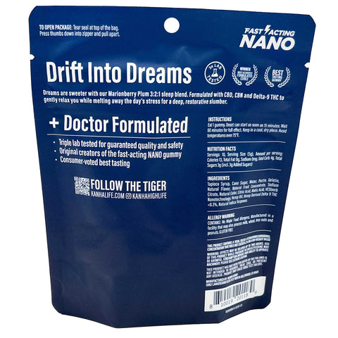 Kanha - Sleep Gummies - CBD / CBN / Delta-9 - Fast-Acting Nano Technology - Marionberry Plum - 3:2:1 Ratio (300mg CBD:200mg CBN:100mg D9 Total) 10 Count