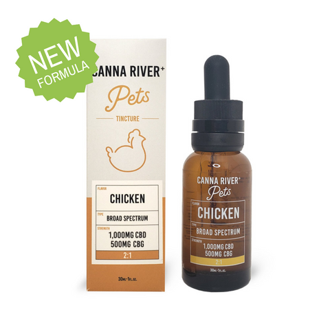 Canna River - Pet 2:1 CBD:CBG Oil Tincture - Broad Spectrum Hemp Extract - 1000mg CBD 500mg CBG oz - Chicken, Bacon