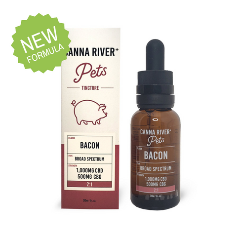 Canna River - Pet 2:1 CBD:CBG Oil Tincture - Broad Spectrum Hemp Extract - 1000mg CBD 500mg CBG oz - Chicken, Bacon