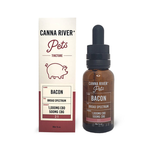 Canna River - Pet 2:1 CBD:CBG Oil Tincture - Broad Spectrum Hemp Extract - 1000mg CBD 500mg CBG oz - Chicken, Bacon
