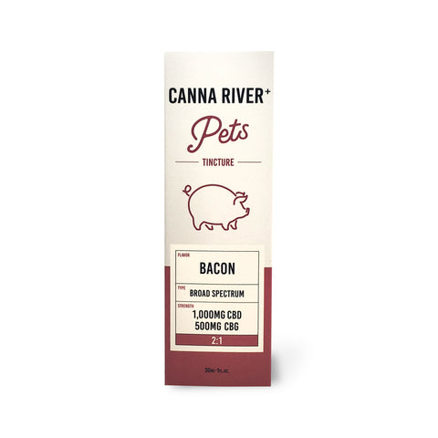 Canna River - Pet 2:1 CBD:CBG Oil Tincture - Broad Spectrum Hemp Extract - 1000mg CBD 500mg CBG oz - Chicken, Bacon