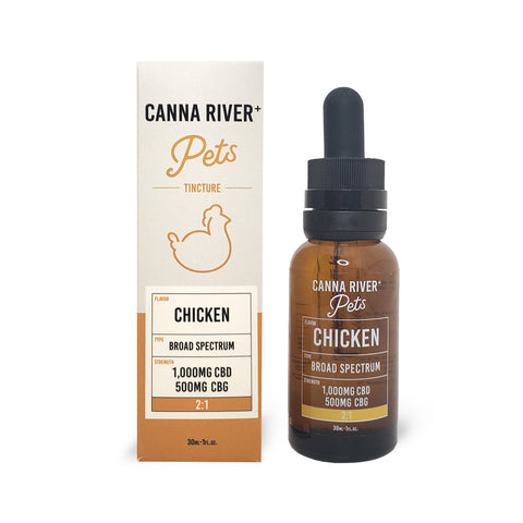 Canna River - Pet 2:1 CBD:CBG Oil Tincture - Broad Spectrum Hemp Extract - 1000mg CBD 500mg CBG oz - Chicken, Bacon