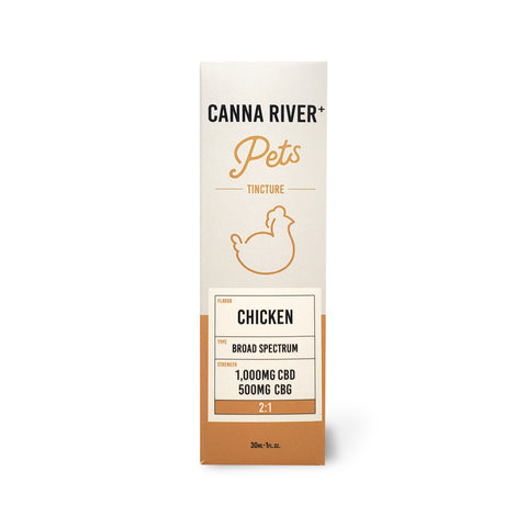 Canna River - Pet 2:1 CBD:CBG Oil Tincture - Broad Spectrum Hemp Extract - 1000mg CBD 500mg CBG oz - Chicken, Bacon