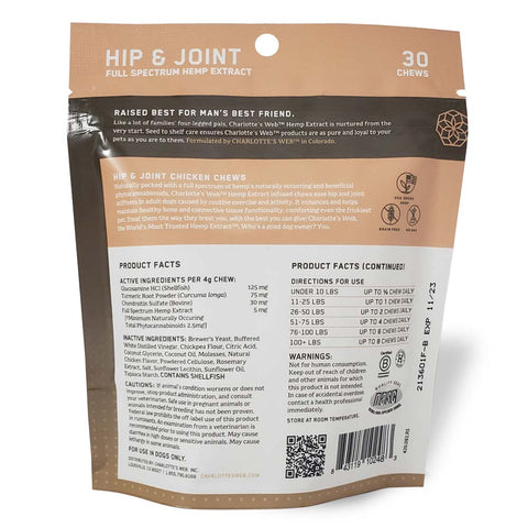 Charlotte's Web - Pet Hip & Joint CBD Chews - Full-Spectrum Hemp Extract - 75mg 30ct
