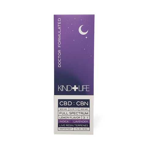 Kind+Life - CBD:CBN 3:1 Indica Tincture - Doctor Formulated Full Spectrum Supplement Tincture - Lavender - Lemon Flavored - 900mg CBD 300mg CBN 1 fl oz
