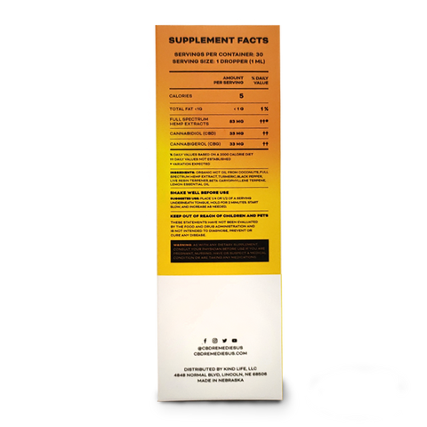 Kind+Life - CBD:CBG 1:1 Relief Tincture - Doctor Formulated Full-Spectrum Supplement Tincture - Turmeric and Black Pepper - Lemon Flavor - 2000mg 1oz
