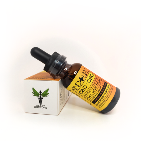 Kind+Life - CBD:CBG 1:1 Relief Tincture - Doctor Formulated Full-Spectrum Supplement Tincture - Turmeric and Black Pepper - Lemon Flavor - 2000mg 1oz