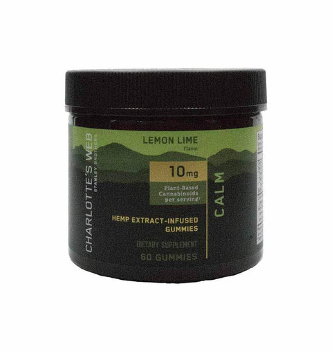Charlotte's Web Calm Gummies 60 count Tub Front Lemon Lime Flavor