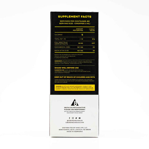 Kind+Life - CBD : Delta-8 1:1 Tincture - Full Spectrum - Live Resin Terpenes - Lemon Flavor - 2000mg Total - 60mL