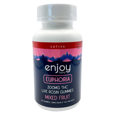 Enjoy - Delta 9 Gummies - "Euphoria" Mixed Fruit - Live Rosin - Sativa - 300mg Total, 25 Count