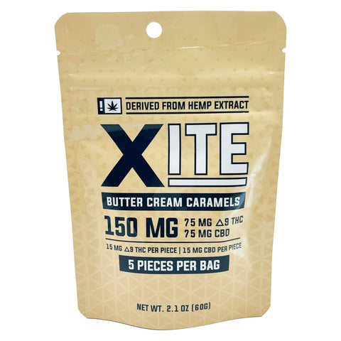 XITE - Butter Cream Caramels - Delta-9 / CBD - 1:1 Ratio (75mg D9:75mg CBD Total) 5 Count