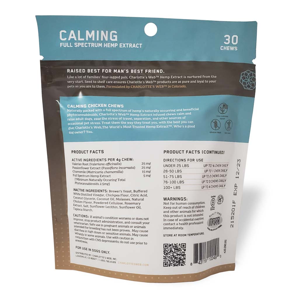 Pet Calming CBD Chews - Full Spectrum Hemp Extract - 75mg 30ct