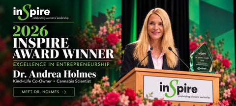 Dr. Andrea Holmes, Kind+Life co-owner and cannabis scientist, 2026 Inspire Award winner for Excellence in Entrepreneurship.