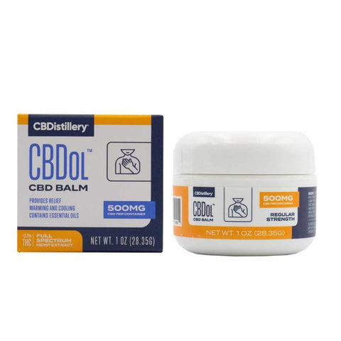 CBDistillery CBDol CBD Balm 500mg Box and Bottle Front