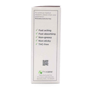 
                
                    Load image into Gallery viewer, Procana CBD Arnica Freeze Box Side with  QR Code says &amp;quot;THC-Free, Non Sticky, Non Greasy, Fast Acting, Fast Absorbing&amp;quot;
                
            
